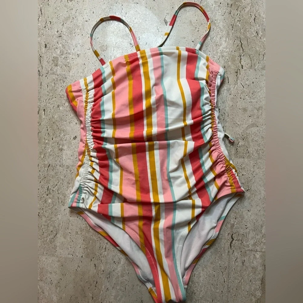 NWOT Kona Sol One Piece Striped Swimsuit Size Large